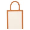 Celine  Vertical mini  shopping bag  in beige canvas  and brown leather - Detail D7 thumbnail