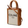 Celine  Vertical mini  shopping bag  in beige canvas  and brown leather - 00pp thumbnail