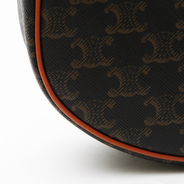 Celine Ava medium model handbag "Triomphe" canvas and brown leather - Detail D1