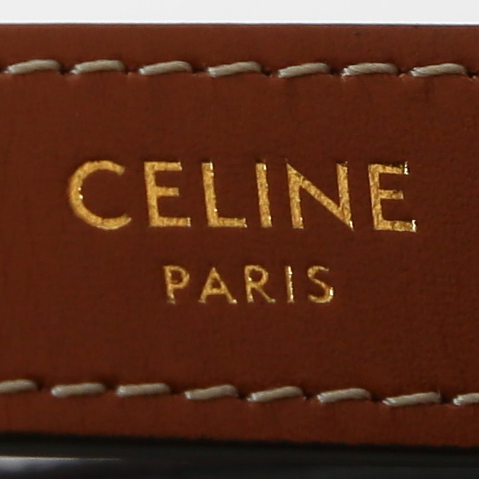 Celine Ava medium model handbag "Triomphe" canvas and brown leather - Detail D4