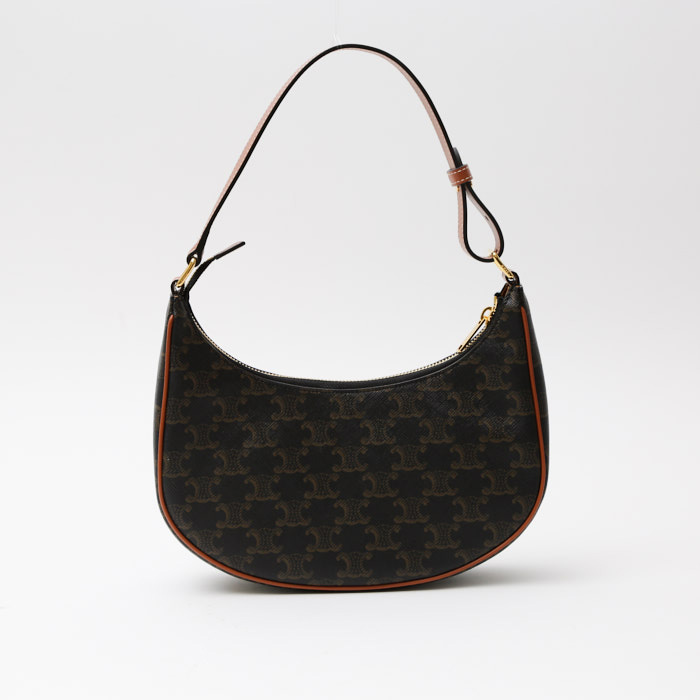 Celine Ava medium model handbag "Triomphe" canvas and brown leather - Detail D8