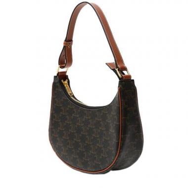 Borsa Celine  Ava modello medio  in tela "Triomphe" e pelle marrone