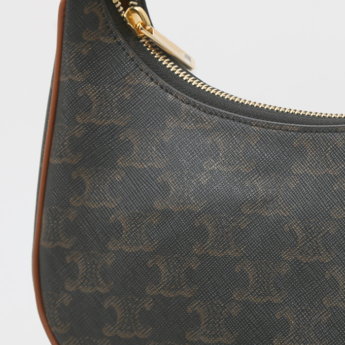 Celine Ava medium model handbag "Triomphe" canvas and brown leather - Detail D1