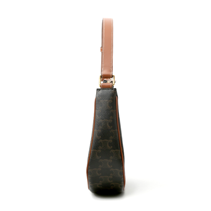 Celine Ava medium model handbag "Triomphe" canvas and brown leather - Detail D6