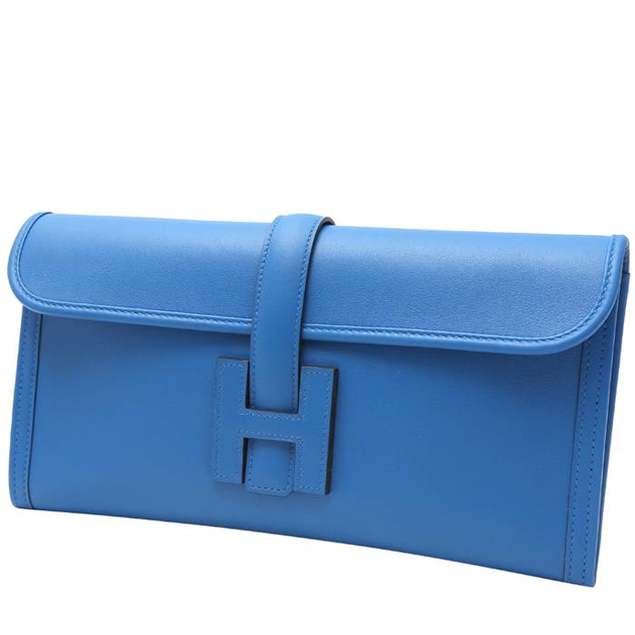 Pochette Hermès  Jige in pelle Swift blu