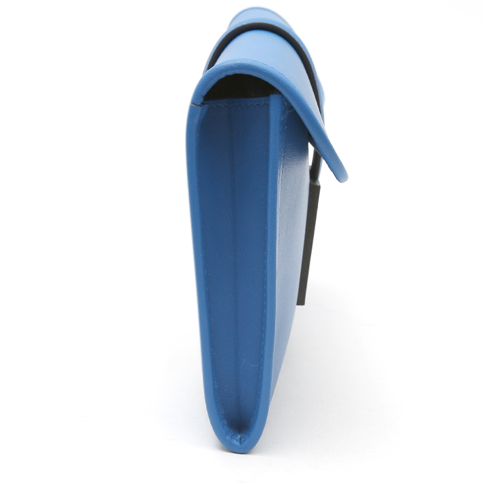 Hermès  Jige pouch  in blue Swift leather - Detail D6