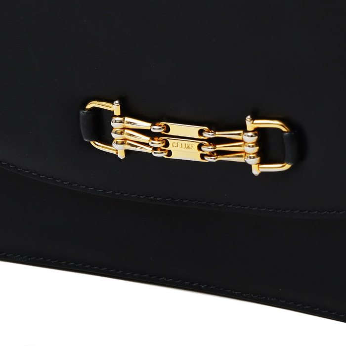 Sac bandoulière Celine  Vintage en cuir box bleu-marine - Detail D1