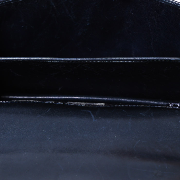 Bolso bandolera Celine  Vintage en cuero box azul marino - Detail D3