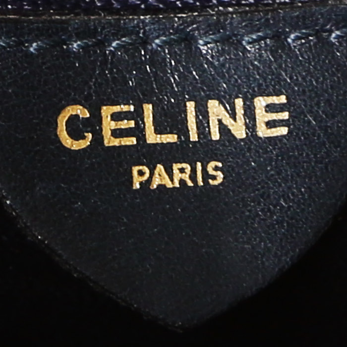 Sac bandoulière Celine  Vintage en cuir box bleu-marine - Detail D4