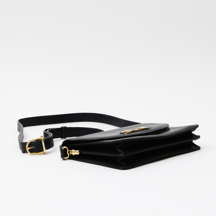 Sac bandoulière Celine  Vintage en cuir box bleu-marine - Detail D5