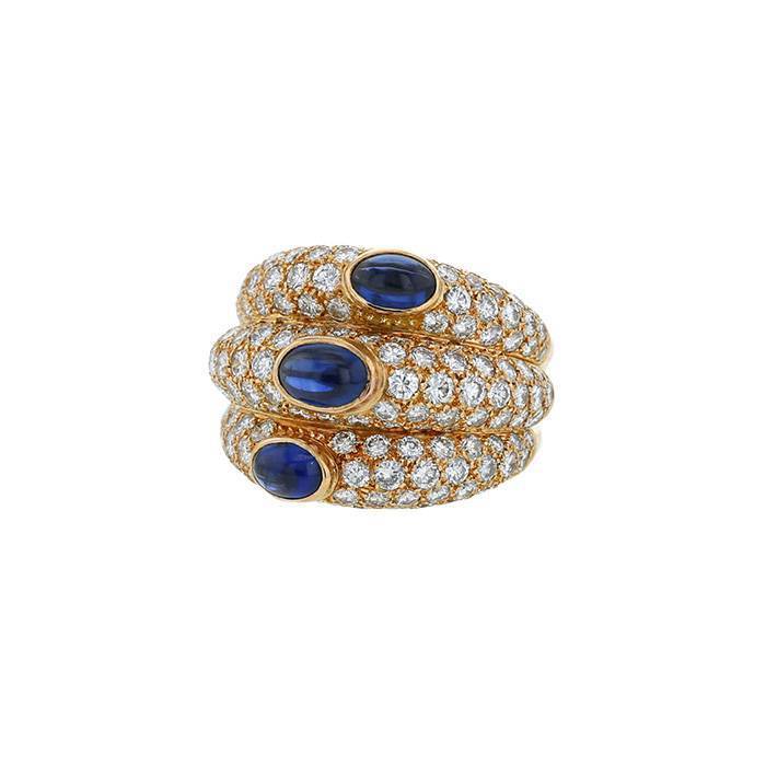 Cartier ring in yellow gold, diamonds and sapphires