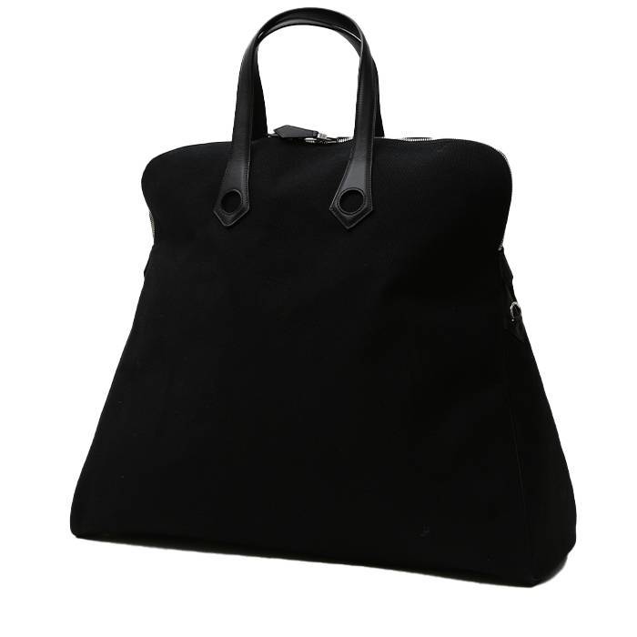 Hermès Heeboo Travel Bag in Black Canvas and Black Leather
