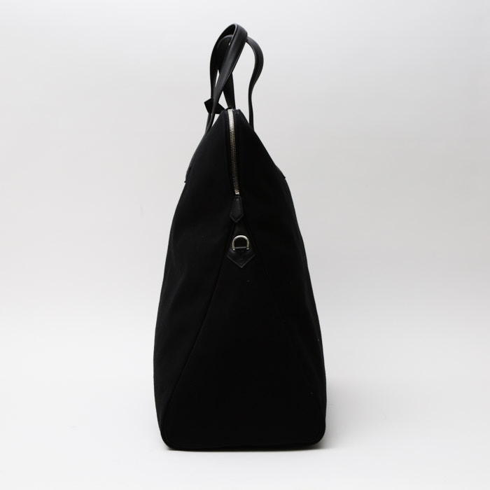 Borsa da viaggio Hermès Heeboo in tela nera e pelle nera - Detail D6