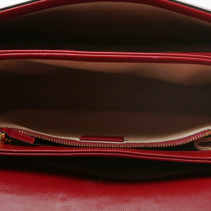 Sac bandoulière Gucci  1955 Horsebit en toile monogram beige et cuir rouge - Detail D3