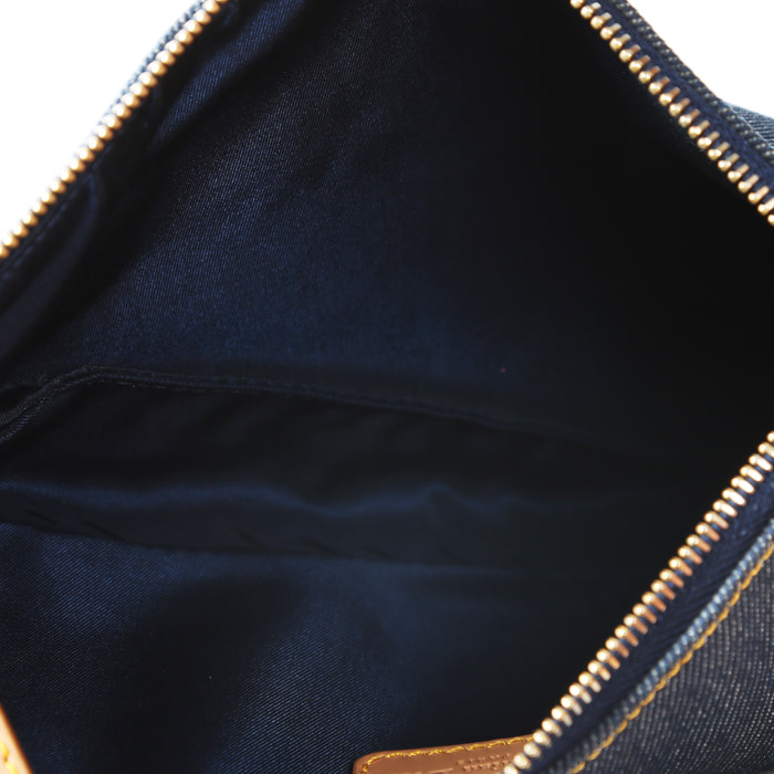 Bolso de mano Dior  Saddle en lona denim azul y cuero marrón - Detail D3