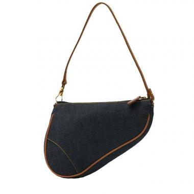 Dior - Authenticated Saddle Rectangular Handbag - Linen Blue for Women, Very Good Condition