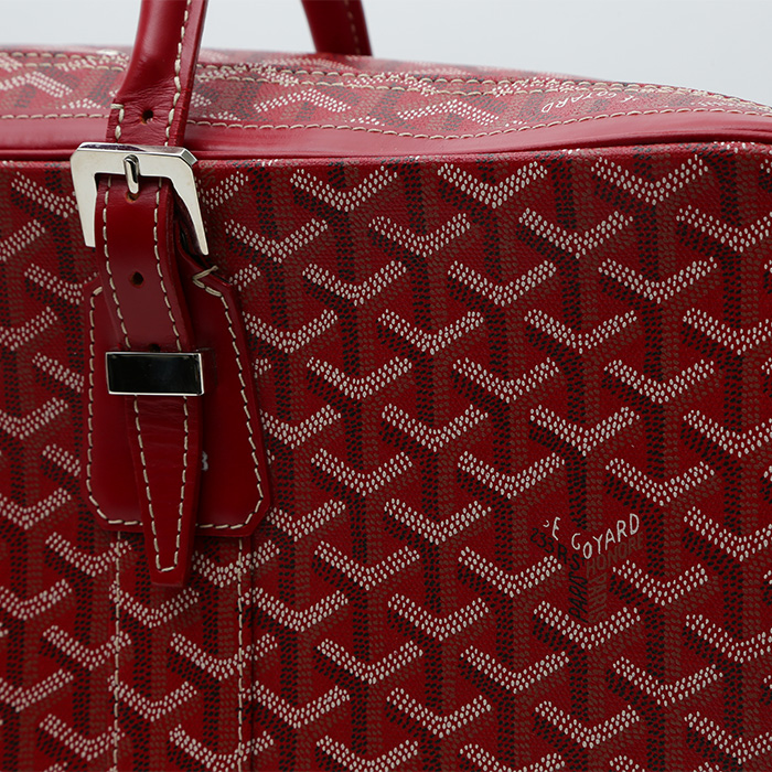 Goyard Majordome suitcase in red Goyard canvas and red leather - Detail D1
