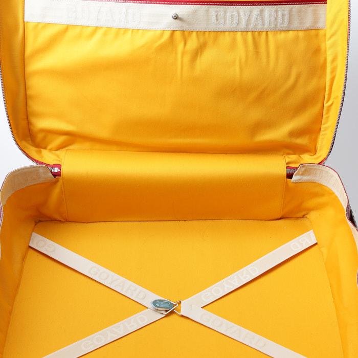 Goyard Majordome suitcase in red Goyard canvas and red leather - Detail D3