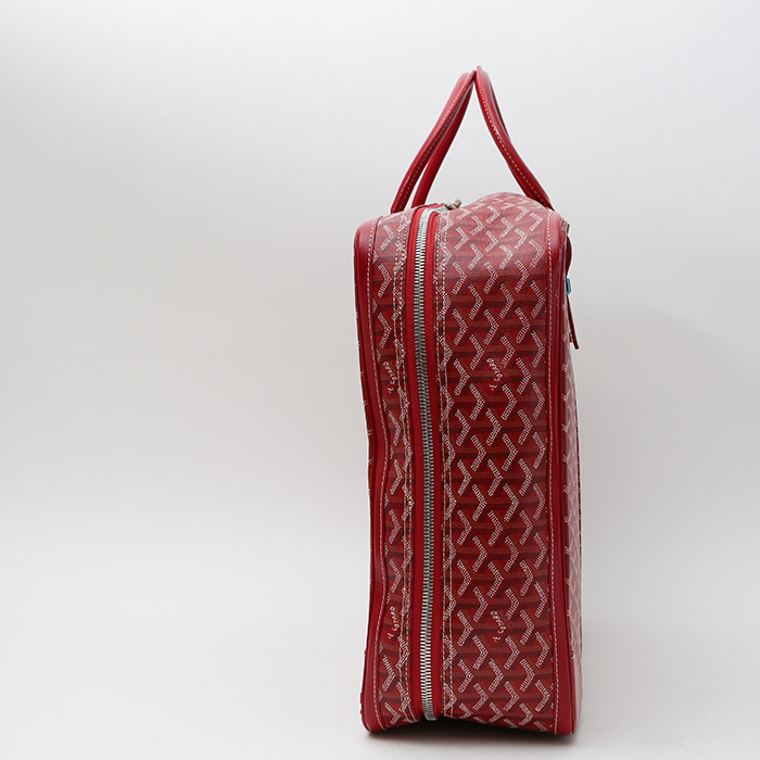 Goyard Majordome suitcase in red Goyard canvas and red leather - Detail D5