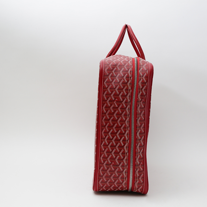 Goyard Majordome suitcase in red Goyard canvas and red leather - Detail D6