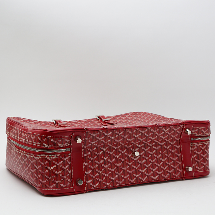 Maleta Goyard  Majordome en tela Goyardine roja y cuero rojo - Detail D8