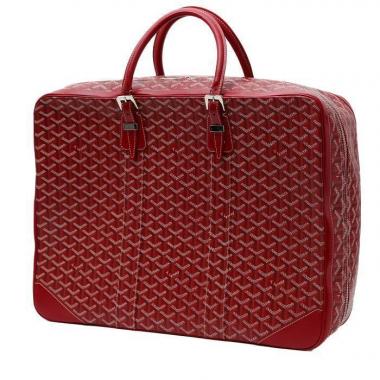 Goyard Suitcase in Red Goyard Canvas and Red Leather