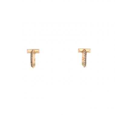 Paire de boucles d'oreilles Tiffany 
Co T1 en or rose et diamants