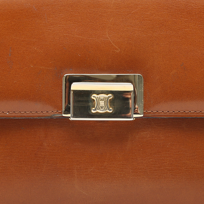 Borsa da spalla o a mano Celine Vintage in pelle marrone - Detail D1