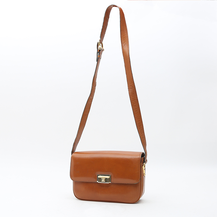Borsa da spalla o a mano Celine Vintage in pelle marrone - Detail D2