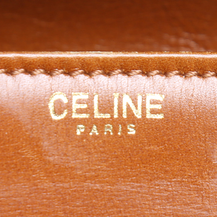 Borsa da spalla o a mano Celine Vintage in pelle marrone - Detail D4