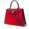 Bolso de mano Hermès  Kelly 25 cm en cuero epsom rojo y violeta Amethyst - 00pp thumbnail