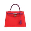 Borsa Hermès  Kelly 25 cm in pelle Epsom rossa e viola Amethyst - 360 thumbnail