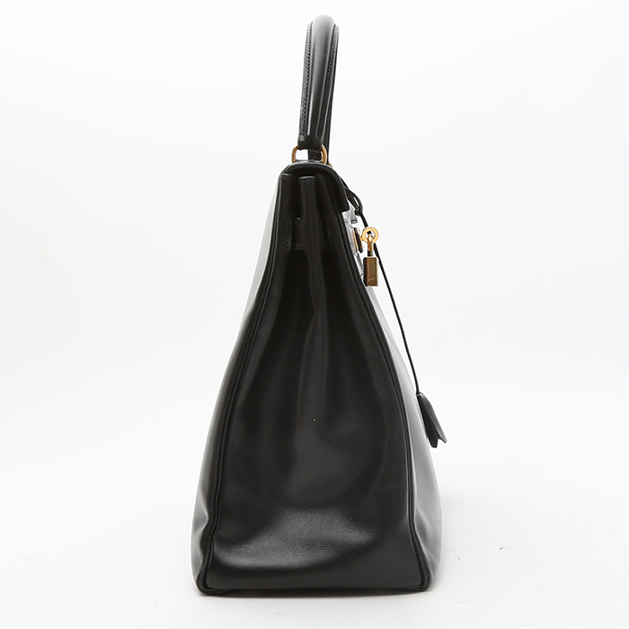 Bolso de mano Hermès  Kelly 35 cm en cuero box negro - Detail D8