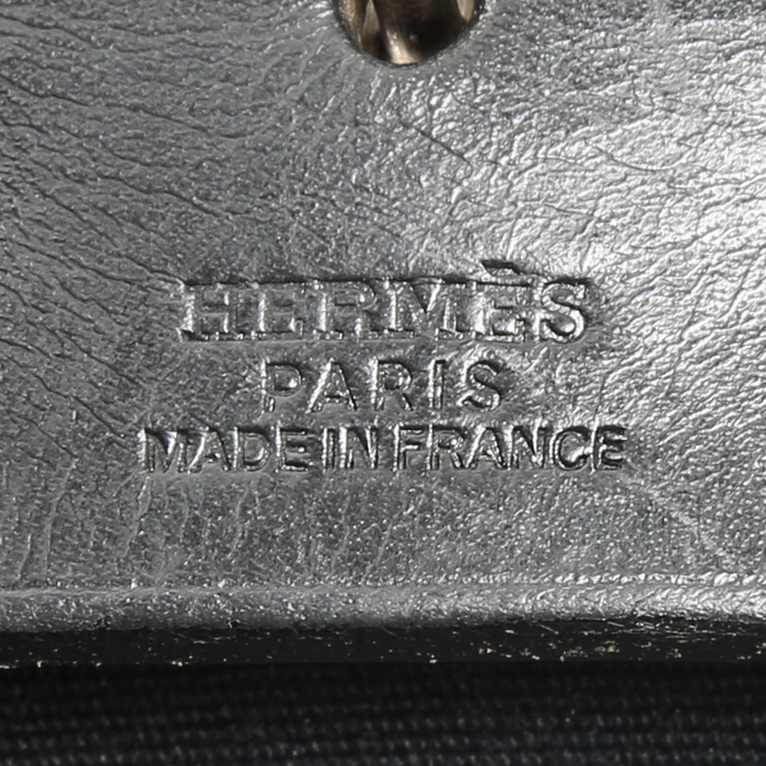 Sac porté épaule ou main Hermès  Herbag en toile noire et cuir noir - Detail D5