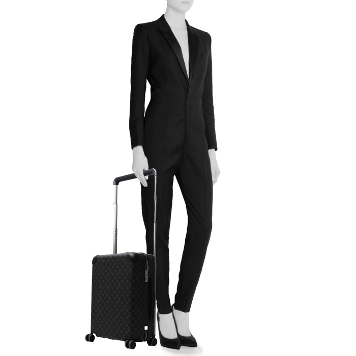 Louis Vuitton Horizon 50 suitcase in black monogram canvas and black aluminium - Detail D2