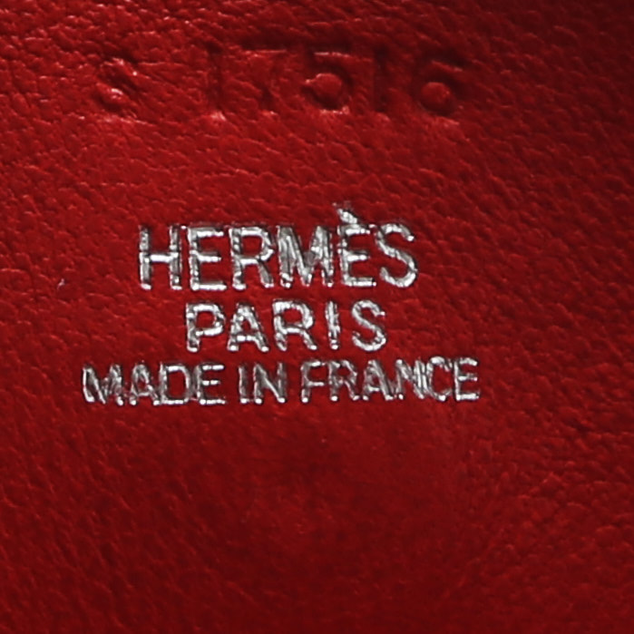 Bolso bandolera Hermès  Mini Evelyne en cuero de ternero doblis rojo - Detail D4