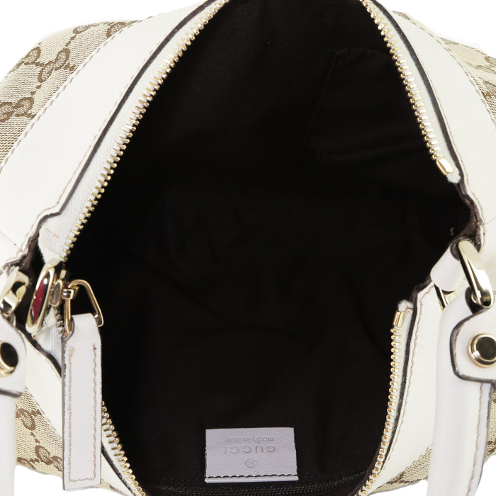 Gucci  Gucci Vintage handbag  in beige logo canvas  and white leather - Detail D2
