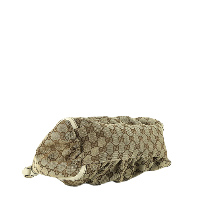 Gucci  Gucci Vintage handbag  in beige logo canvas  and white leather - Detail D4