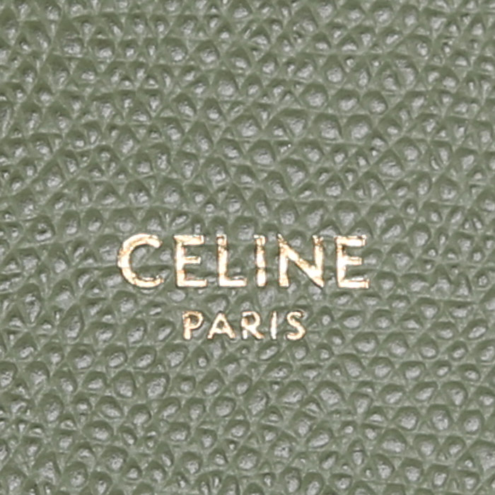 Celine  Cabas shopping bag  in green grained leather - Detail D5