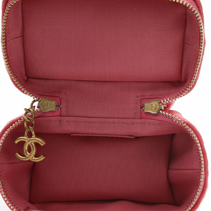 Vanity Chanel  Chanel Vanity - Pocket Hand en cuir grainé matelassé rose - Detail D3