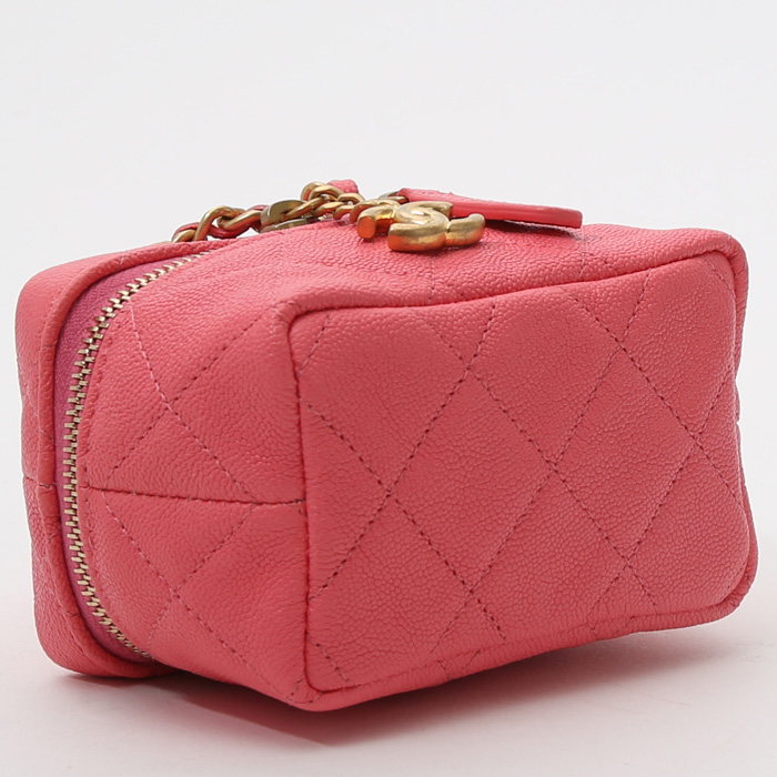 Chanel  Chanel Vanity - Pocket Hand vanity case  in pink quilted grained leather - Detail D5