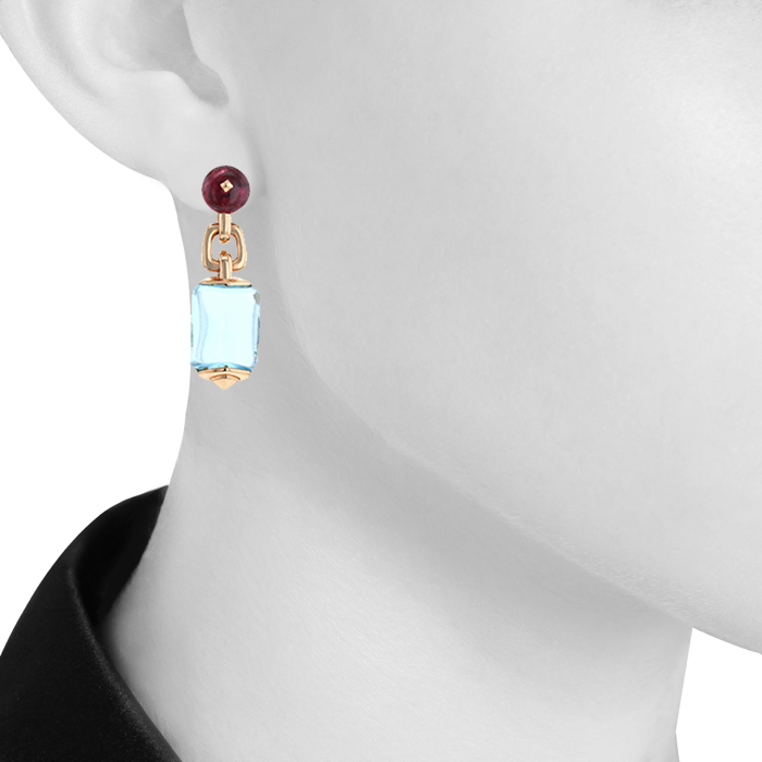 Bulgari Musa earrings in pink gold, tourmaline and topaz Bulgari Musa earrings in pink gold, tourmaline and topaz