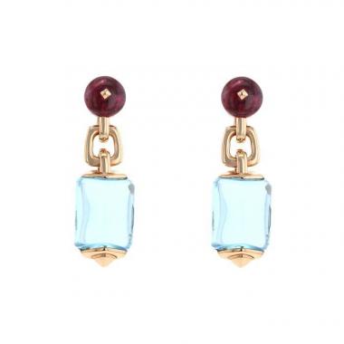 Bulgari Musa earrings in pink gold, tourmaline and topaz