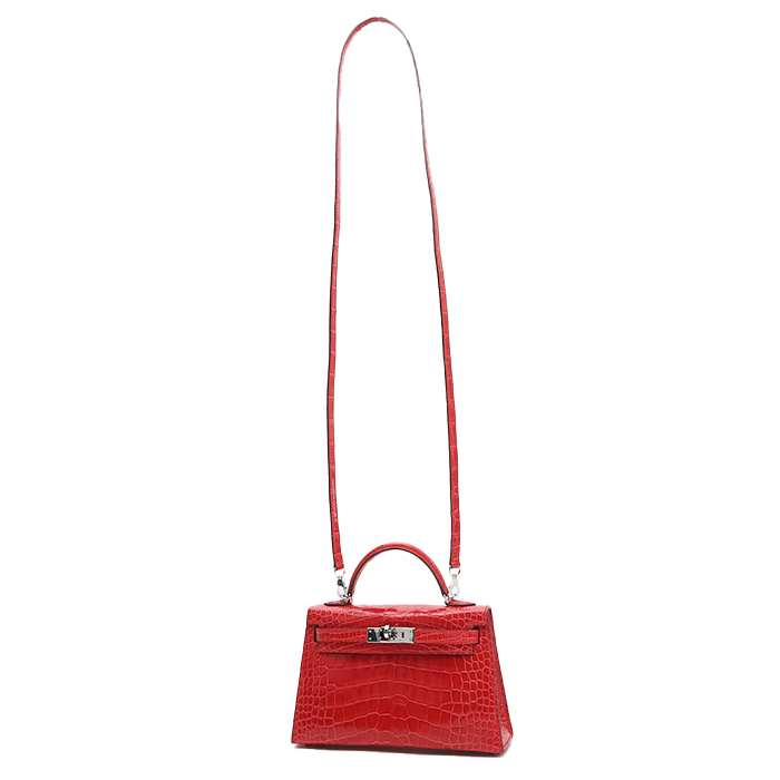 Bolso de mano Hermès  Kelly 20 cm en aligátor Rouge de Coeur - Detail D2