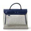Hermès  Herbag bag worn on the shoulder or carried in the hand  in grey and blue canvas  and blue Hunter cowhide - Detail D9 thumbnail