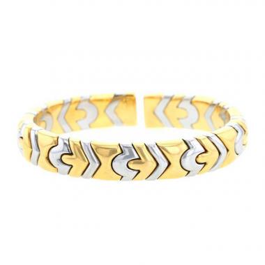 Brazalete época años 80 Bulgari Alveare de oro amarillo y acero