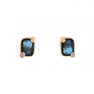 Pomellato Ritratto small model earrings in pink gold, topaz and diamonds