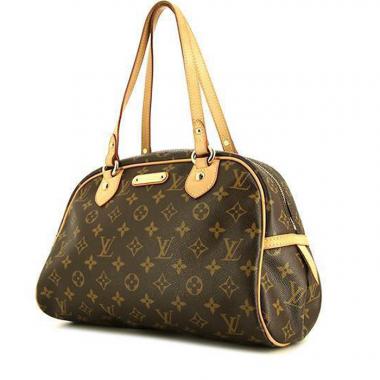 Bolso de mano Louis Vuitton  Montorgueil en lona Monogram marrón y cuero natural
