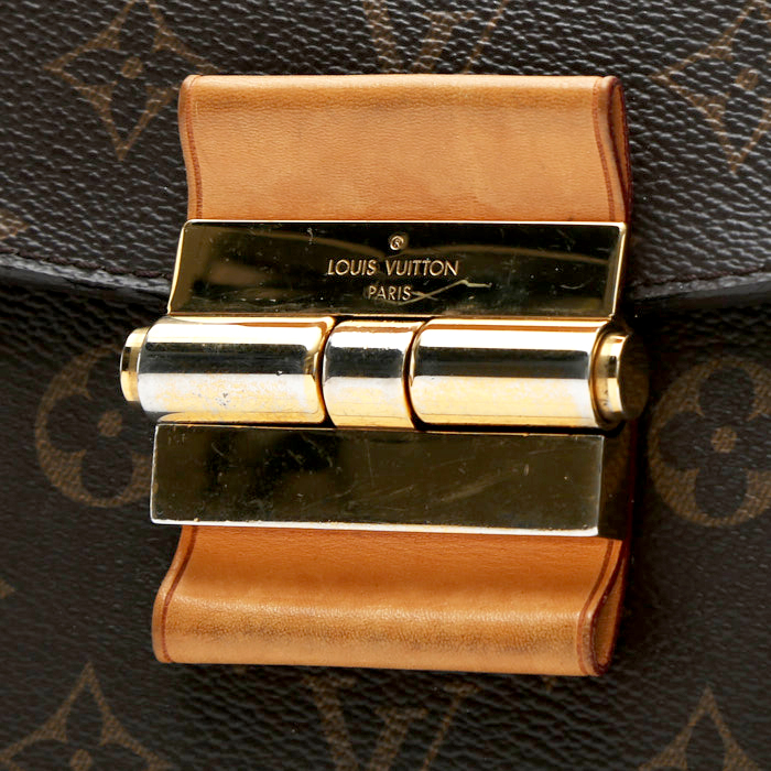 Borsa Louis Vuitton  Olympe in pelle viola e naturale e tela monogram marrone - Detail D1