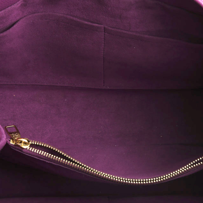 Louis Vuitton  Olympe handbag  in purple and natural leather  and brown monogram canvas - Detail D2